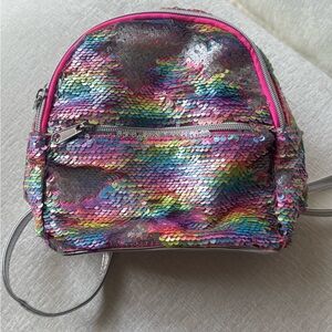 Place Multicolor Sequin Backpack with Pink Trim